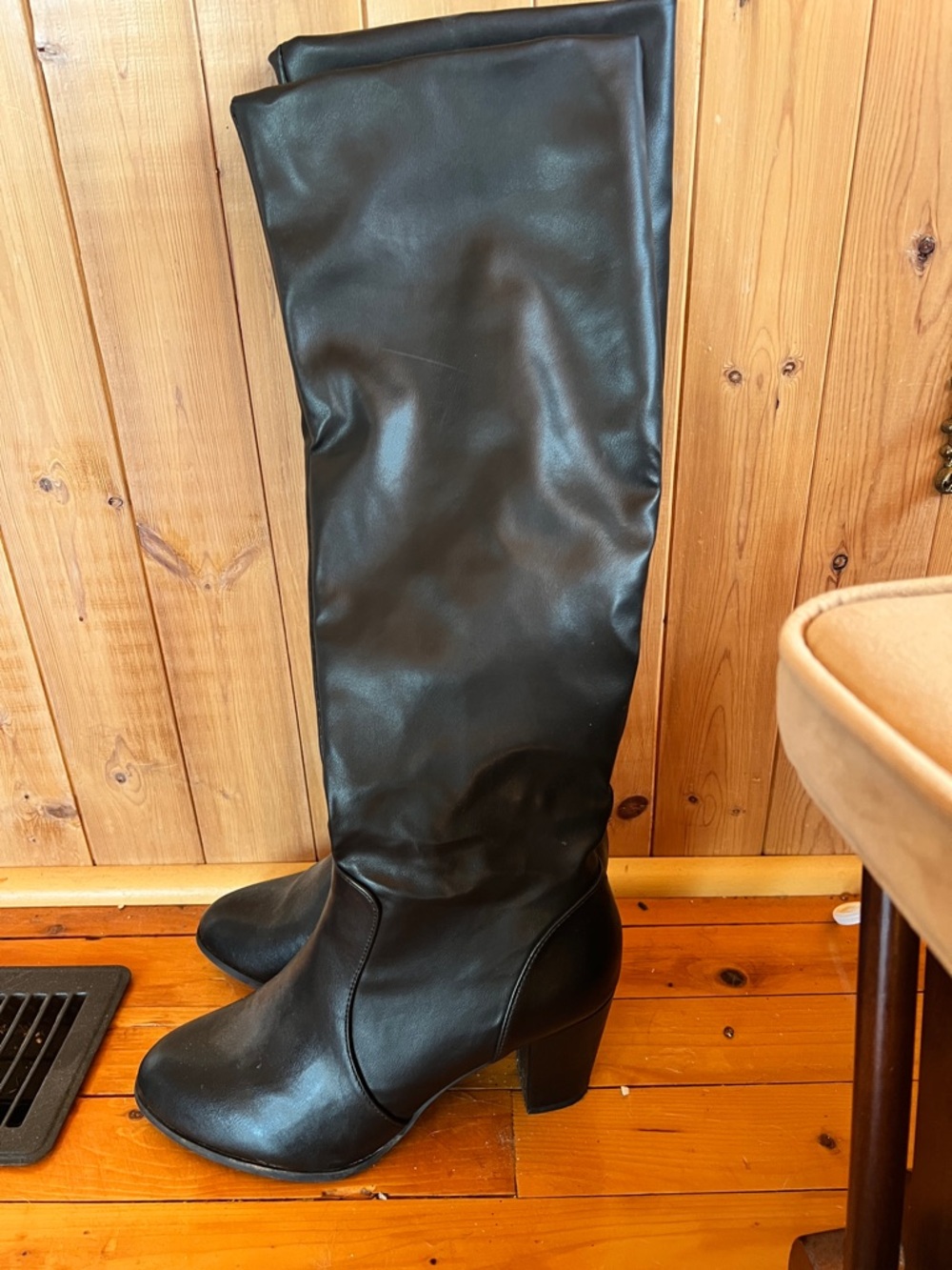 DREAM PAIRS Women's Chunky High Heel Pointed Toe Knee High Boots